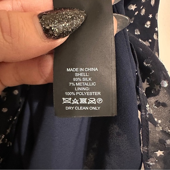 Kate Spade Night Sky Silk Blend Sleeveless Top Star Navy Silver Medium - Picture 6 of 8